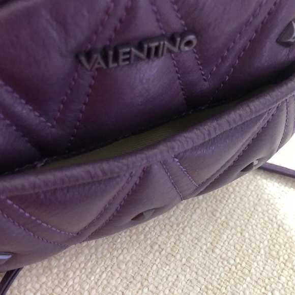Valentino by Mario Valentino Quilted Leather Crossbody in Blackberry - Picture 6 of 10
